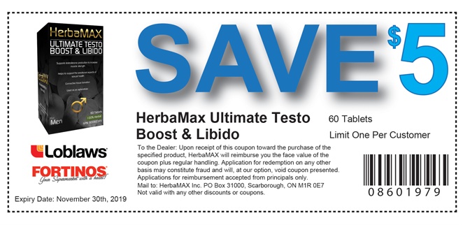 HerbaMAX Canada Coupon Codes - Conserve $5 image regarding Boost Coupons Printable named HerbaMAX Canada Coupon Codes - Conserve $5